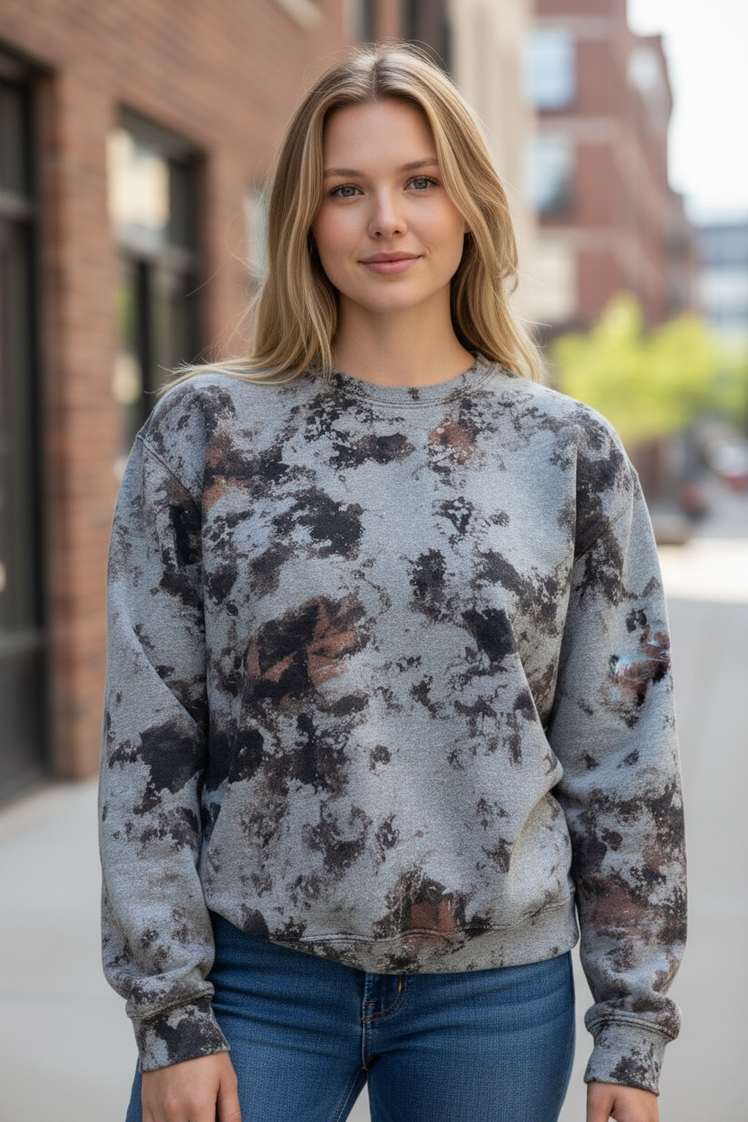 Handmade Bleached-Dyed Sweatshirt