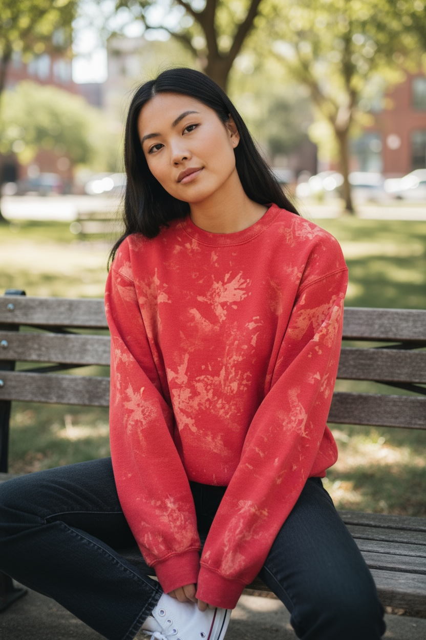 Handmade Bleached-Dyed Sweatshirt